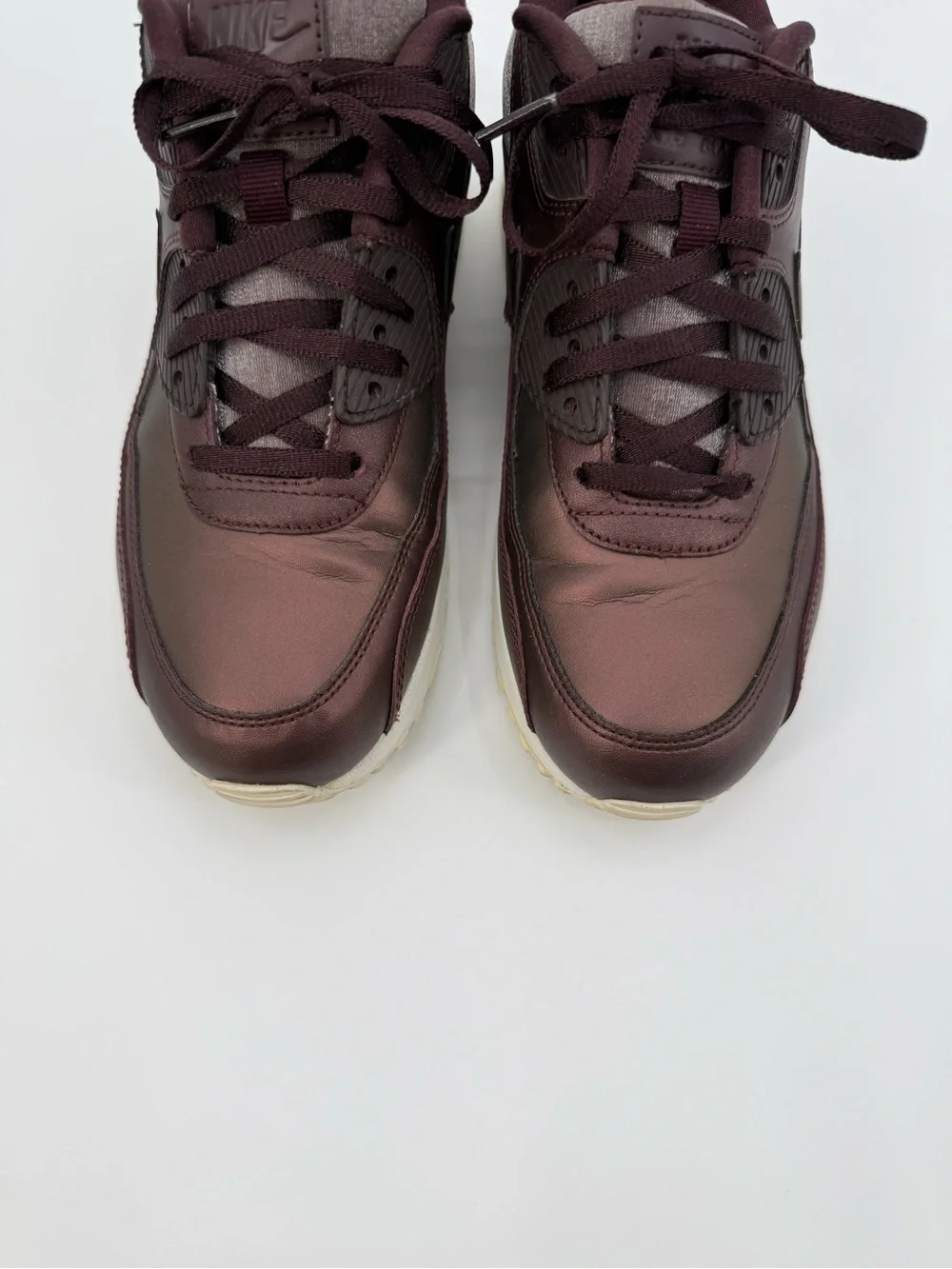 Nike Air Max 90 Metallic Mahogany Leather Sneakers Sporty Chic Casual Shoes